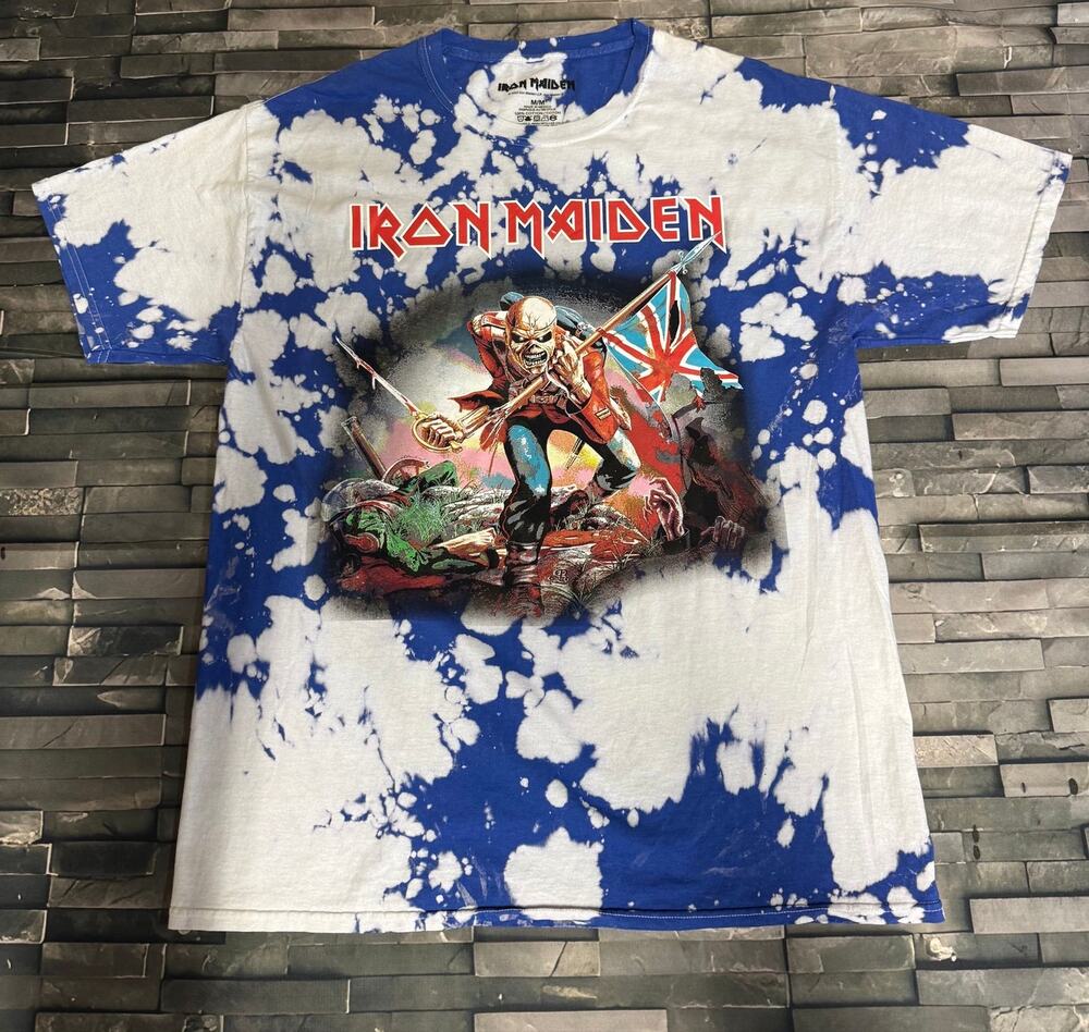 IRON MAIDEN BLUE & WHITE TIE DYE BAND TEE